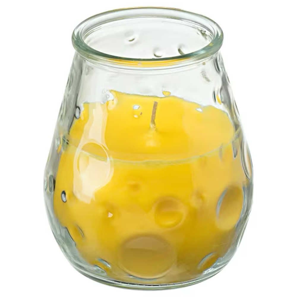 IKEA CITRONSKIVA Scented Candle In Glass, Summer Citrus/Yellow (005.444.69) NEW